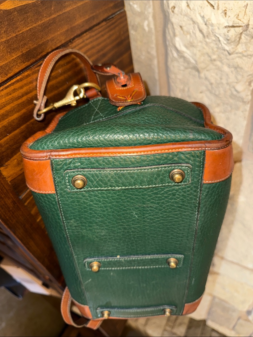 Vintage Dooney & Bourke Green Pebbled Leather Gladstone - Picture 9 of 13